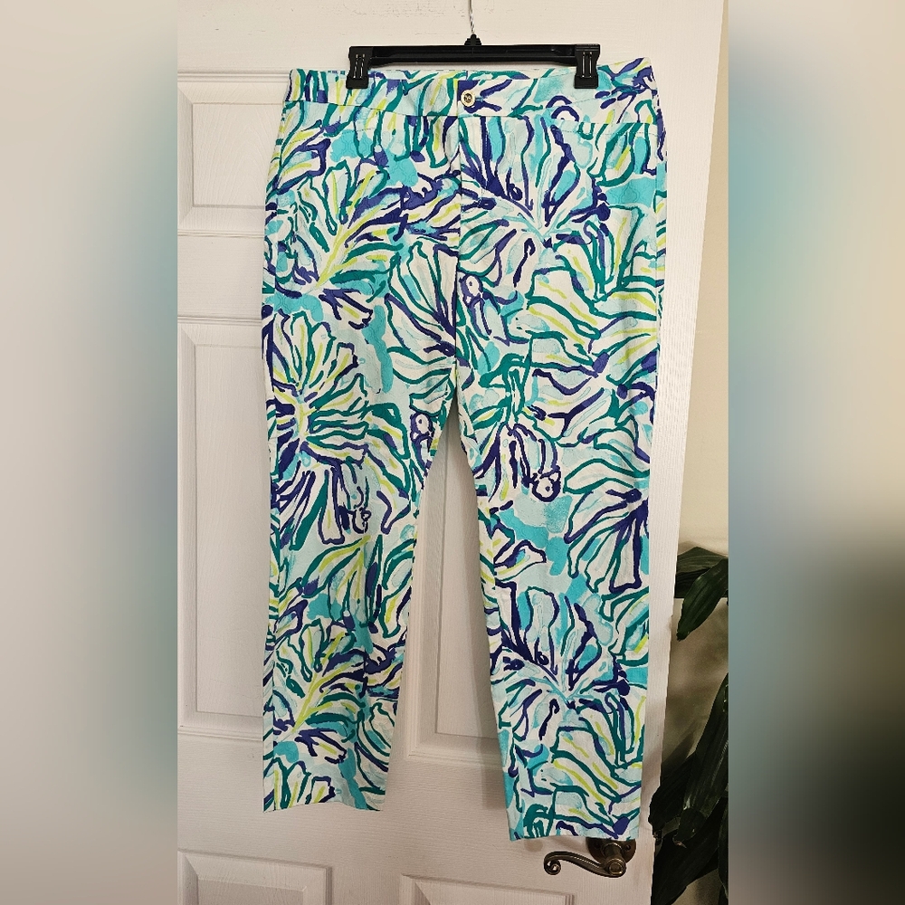 NWT Lilly Pulitzer Pool Blue Kelly Skinny Ankle Pants, Size 10